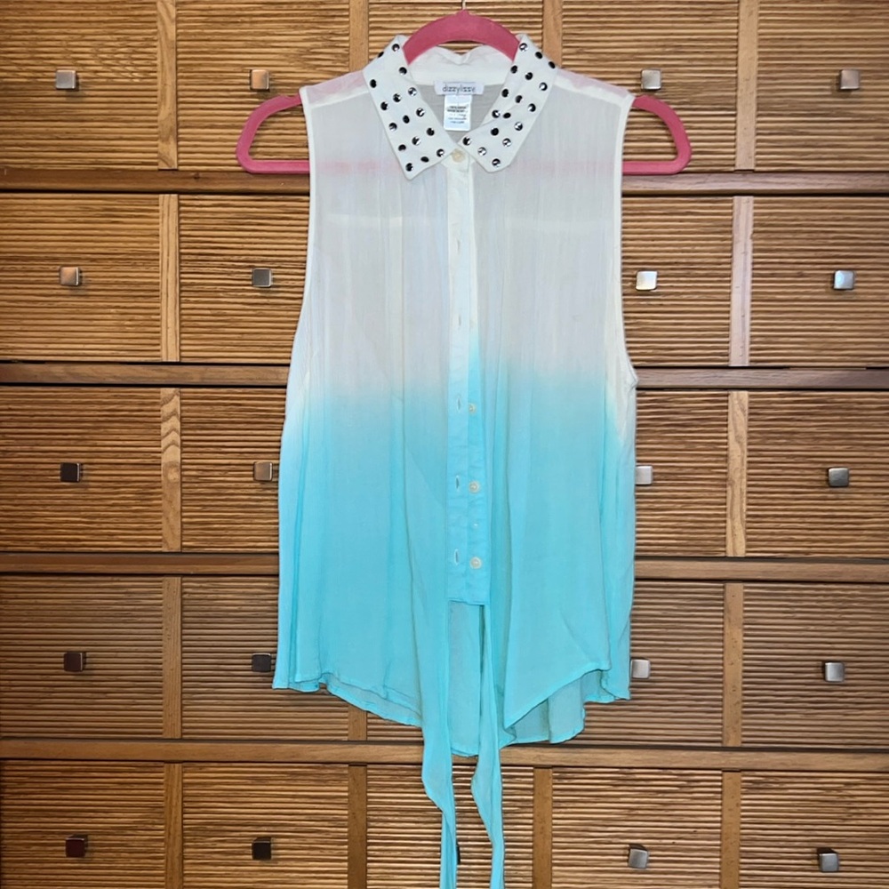 DIZZYLISSY SEMI-SHEAR TIE BLOUSE